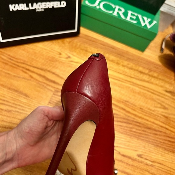 Karl Lagerfeld Burgundy Studded Heels | NWT | size 9.5 - Picture 6 of 11